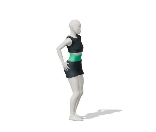 Standing back bend, step 1: Hands on the back of your hips