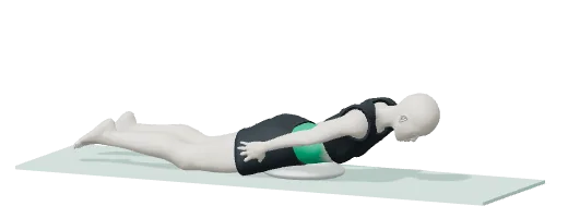 Lying back lift, step 2: Lift head and chest a little, eyes down