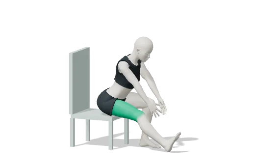 Seated back-of-thigh stretch, step 2: Tip forward from the hips, back straight