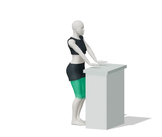 Knee bends, step 1: Stand facing a counter