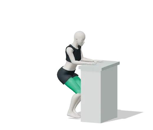 Knee bends, step 2: Bend your knees as if sitting back