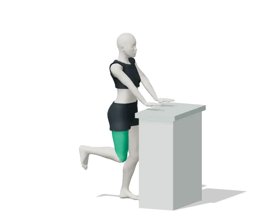 Standing knee curl, step 2: Bend one knee, heel towards your bottom