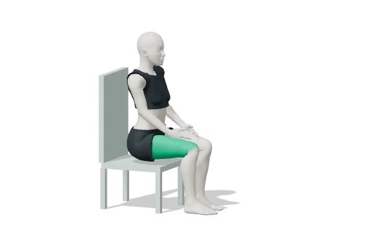 Seated knee straightening, step 1: Sit with your back supported