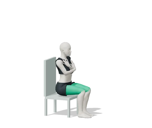30-second chair stand, step 1: Sit with arms crossed on your chest